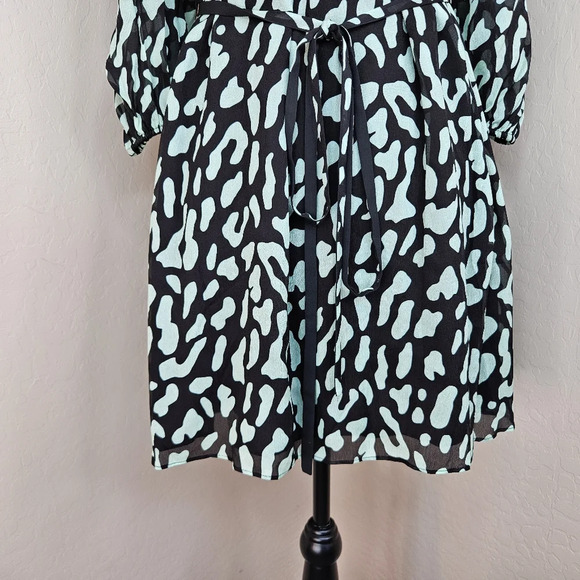 Diane Von Furstenberg Womens Black & Green Animal Print Mini Dress Sz XXS - Picture 3 of 13